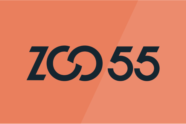 The ZOO 55 logo on an orange background 